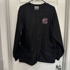 Wonder Work Unisex M Black Button‎ Scrub Top Jacket South Carolina Gamecocks